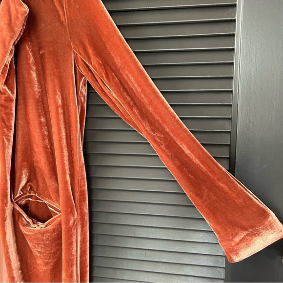 Forever 21 Women’s Lush Rust Velvet Long Coat, Perfect for the Holidays, Size Sm - Picture 3 of 12